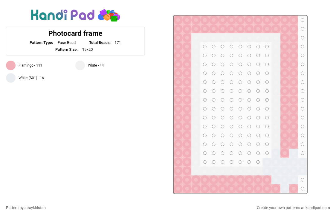 Photocard frame - Fuse Bead Pattern by straykidsfan on Kandi Pad - beige,white