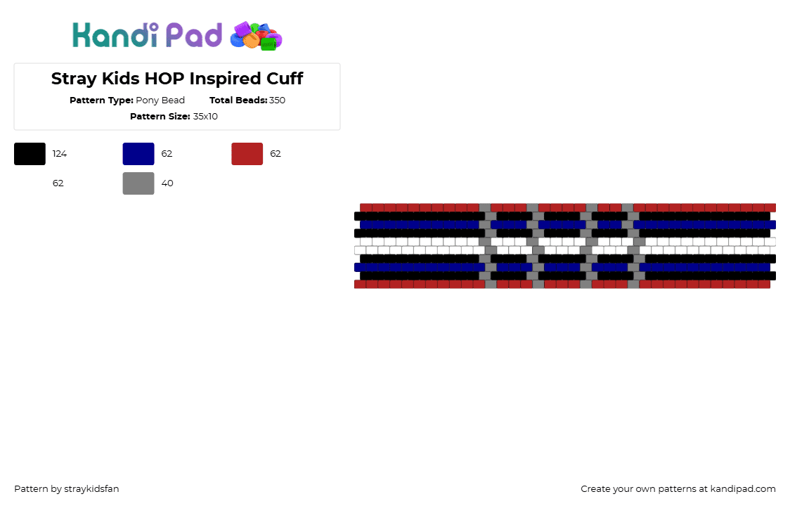 Stray Kids HOP Inspired Cuff - Pony Bead Pattern by straykidsfan on Kandi Pad - stray kids,kpop,cuff,music,blue,white
