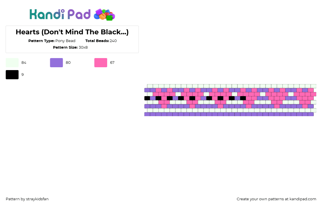 Hearts (Don\'t Mind The Black...) - Pony Bead Pattern by straykidsfan on Kandi Pad - 