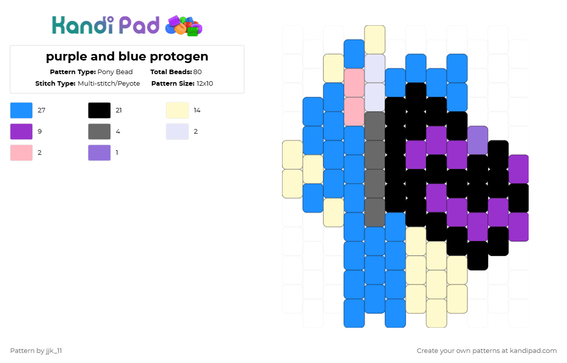 purple and blue protogen - Pony Bead Pattern by jjk_11 on Kandi Pad - light blue,yellow