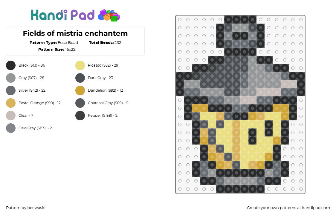 Fields of mistria enchantem - Fuse Bead Pattern by beewaski on Kandi Pad - enchantem,fields of mistria,lantern,charm,light,video game,yellow,gray