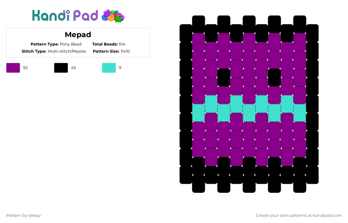 Mepad - Pony Bead Pattern by sleepy on Kandi Pad - pink