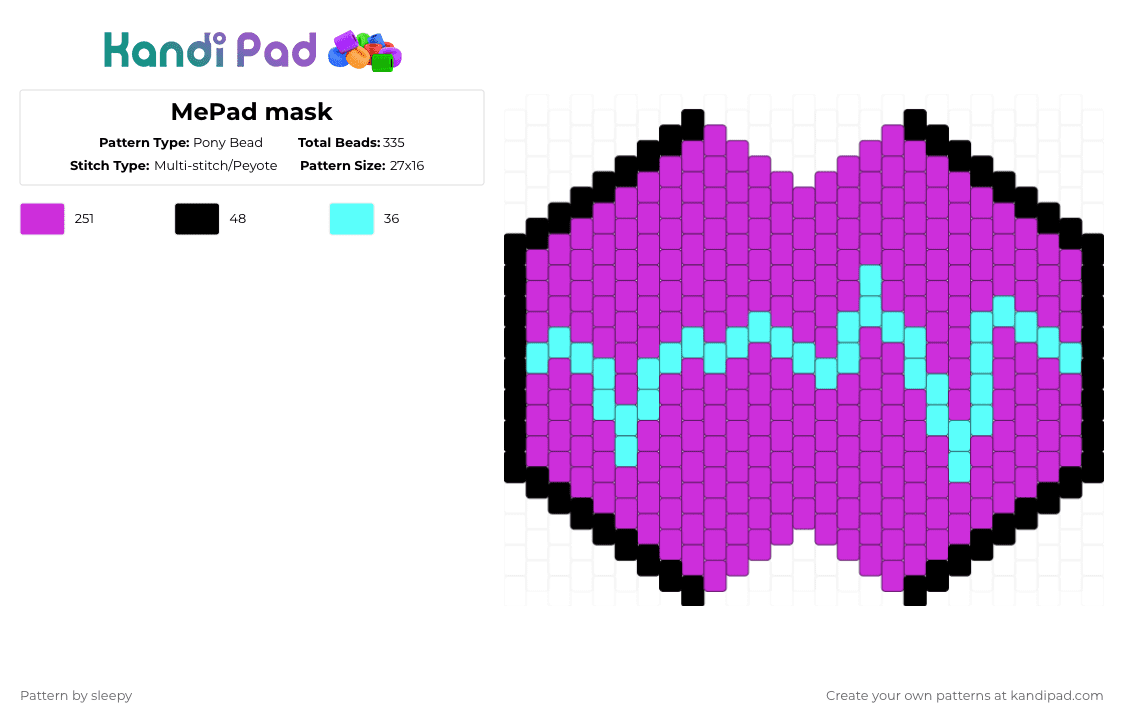 MePad mask - Pony Bead Pattern by sleepy on Kandi Pad - pink,mepad,ii,osc,mask,objectshows,inanimateinsanity