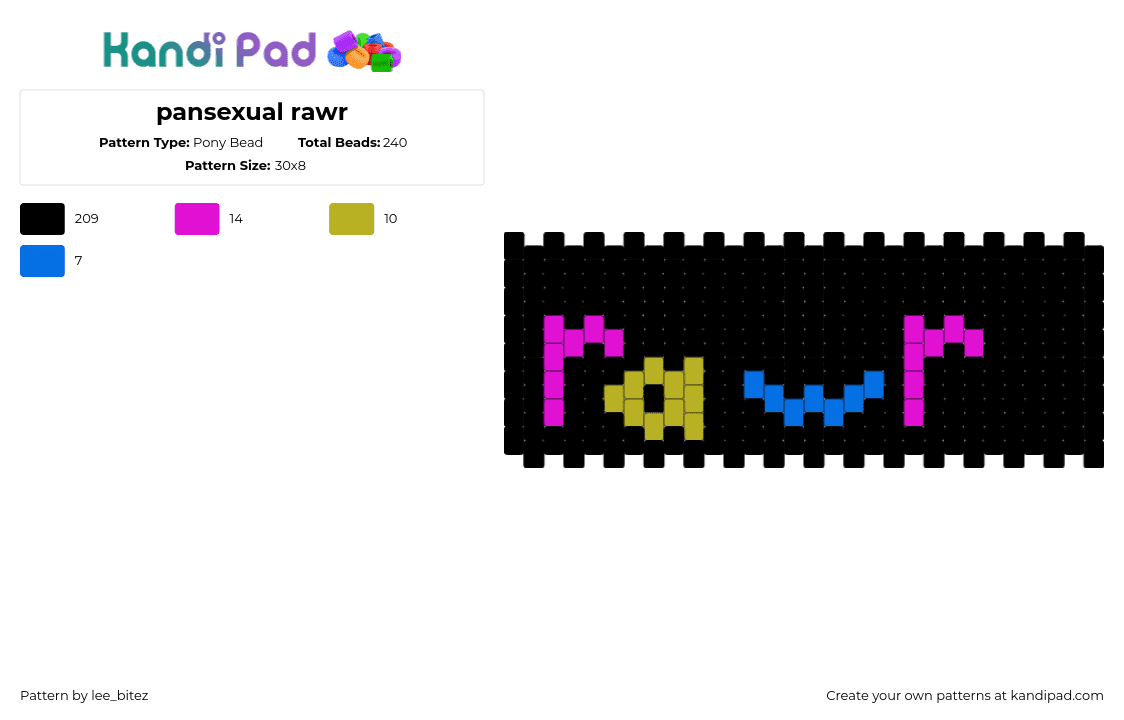 pansexual rawr - Pony Bead Pattern by lee_bitez on Kandi Pad - 