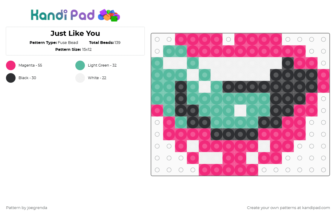 Just Like You - Fuse Bead Pattern by joegrenda on Kandi Pad - mouth,lips,tongue,pink,teal
