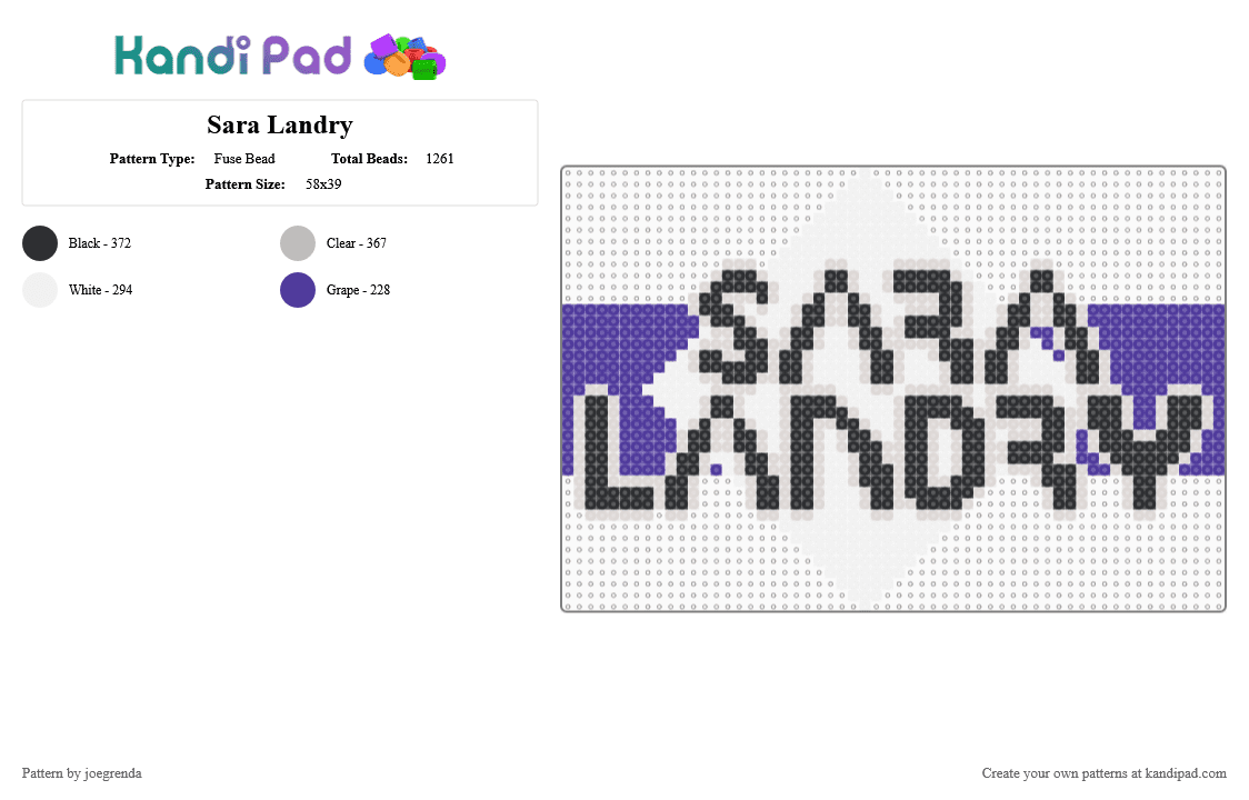 Sara Landry - Fuse Bead Pattern by joegrenda on Kandi Pad - beige, purple