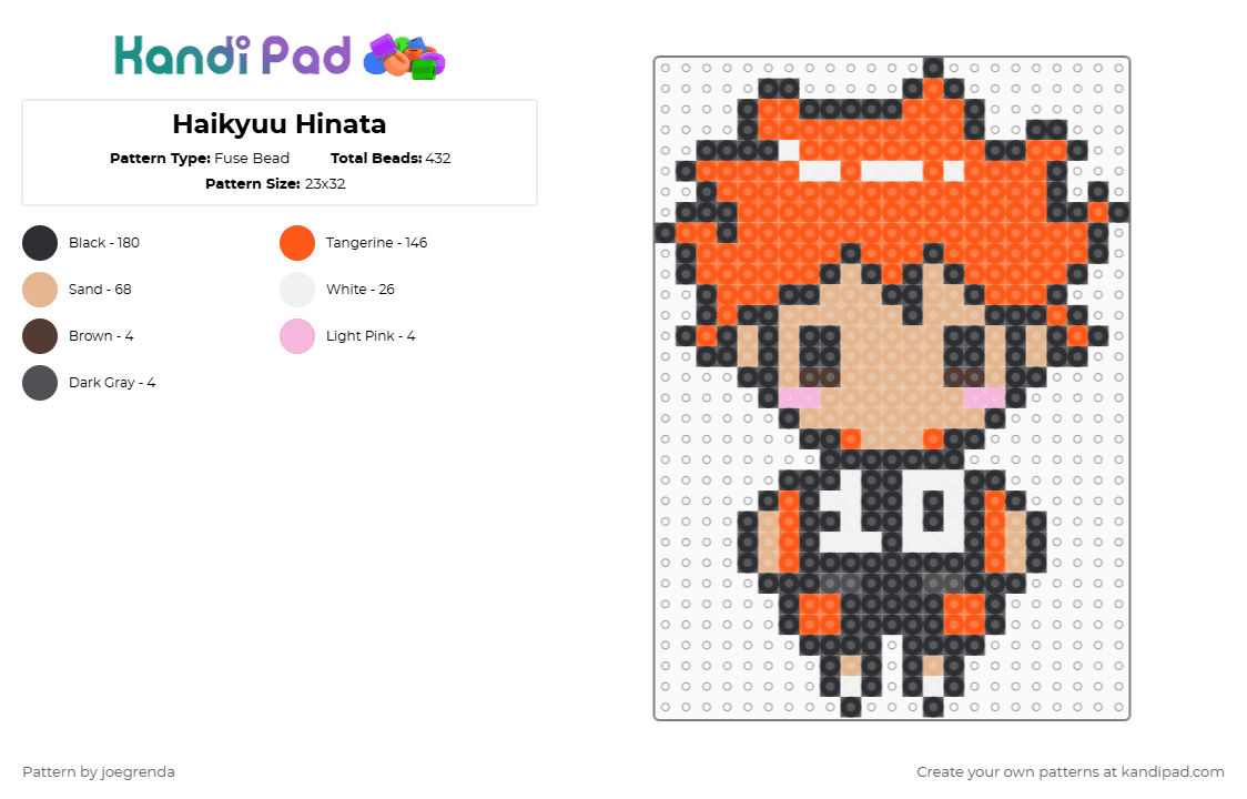 Haikyuu Hinata - Fuse Bead Pattern by joegrenda on Kandi Pad - beige,orange