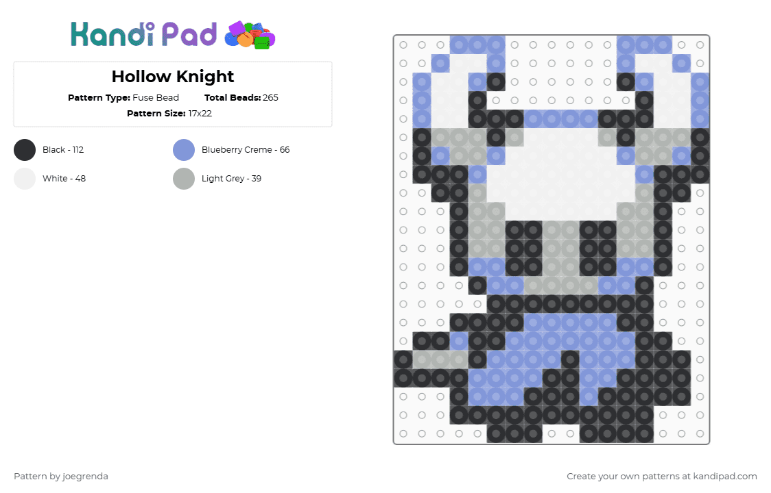 Hollow Knight - Fuse Bead Pattern by joegrenda on Kandi Pad - light blue,beige