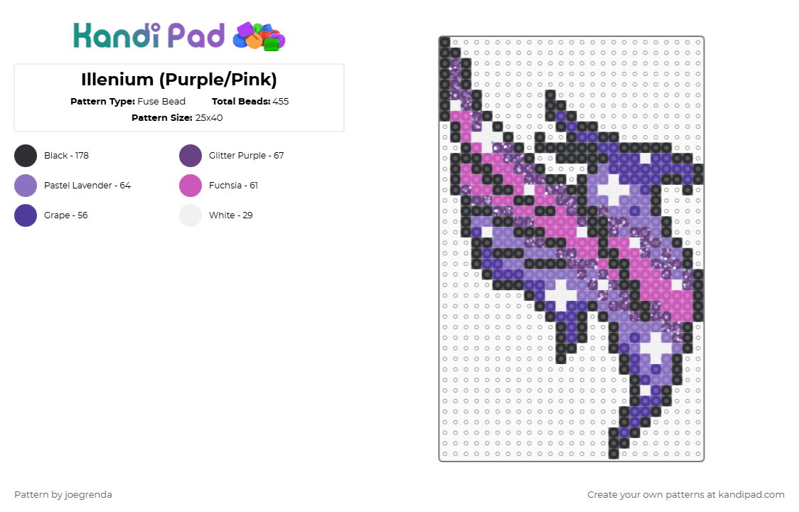 Illenium (Purple/Pink) - Fuse Bead Pattern by joegrenda on Kandi Pad - purple
