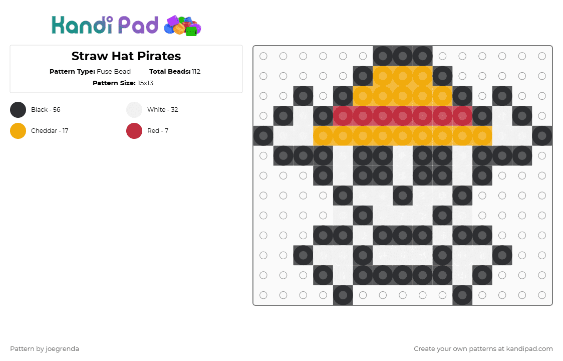 Straw Hat Pirates - Fuse Bead Pattern by joegrenda on Kandi Pad - orange,red