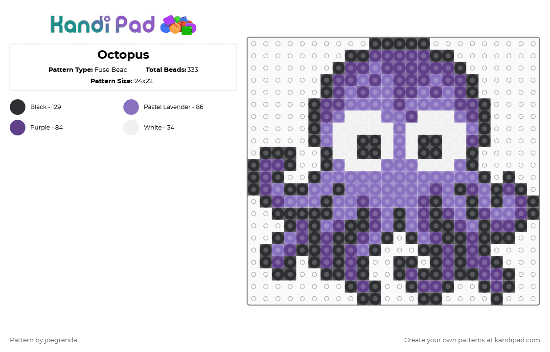 Octopus - Fuse Bead Pattern by joegrenda on Kandi Pad - blue, purple