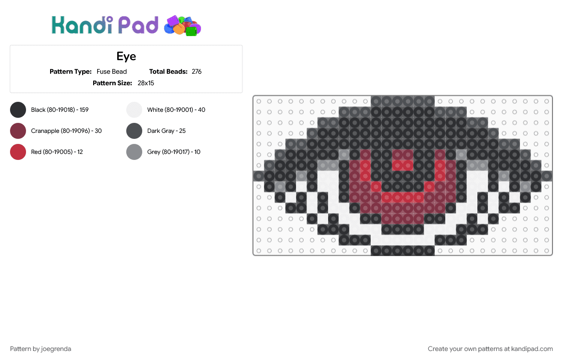 Eye - Fuse Bead Pattern by joegrenda on Kandi Pad - black, brown, gray