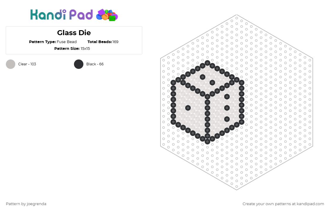 Glass Die - Fuse Bead Pattern by joegrenda on Kandi Pad - beige, black, dice