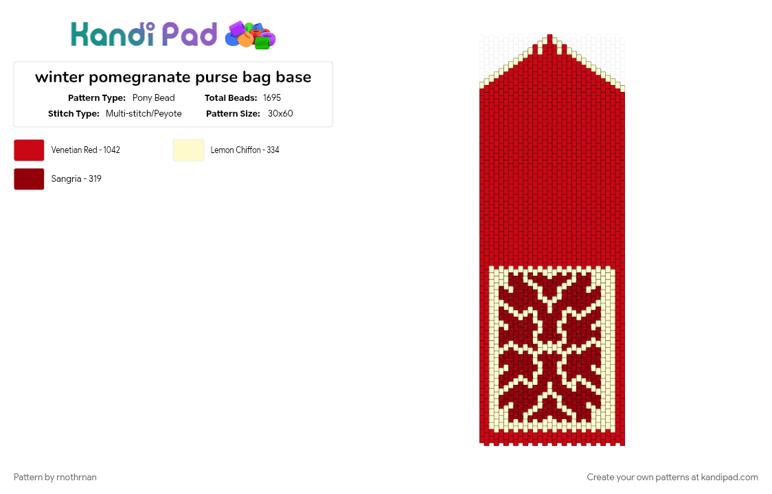 winter pomegranate purse bag base - Pony Bead Pattern by rnothrnan on Kandi Pad - red