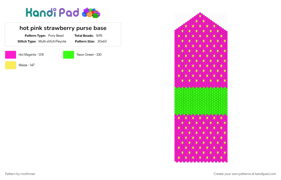 hot pink strawberry purse base - Pony Bead Pattern by rnothrnan on Kandi Pad - pink