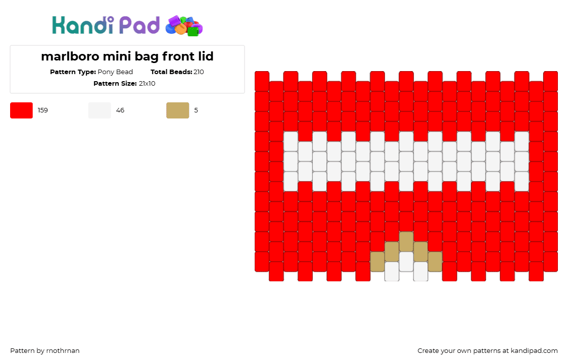 marlboro mini bag front lid - Pony Bead Pattern by rnothrnan on Kandi Pad - 