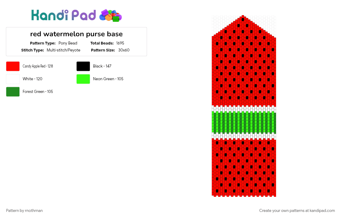 red watermelon purse base - Pony Bead Pattern by rnothrnan on Kandi Pad - red