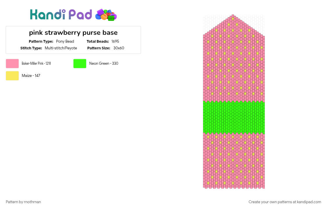 pink strawberry purse base - Pony Bead Pattern by rnothrnan on Kandi Pad - pink