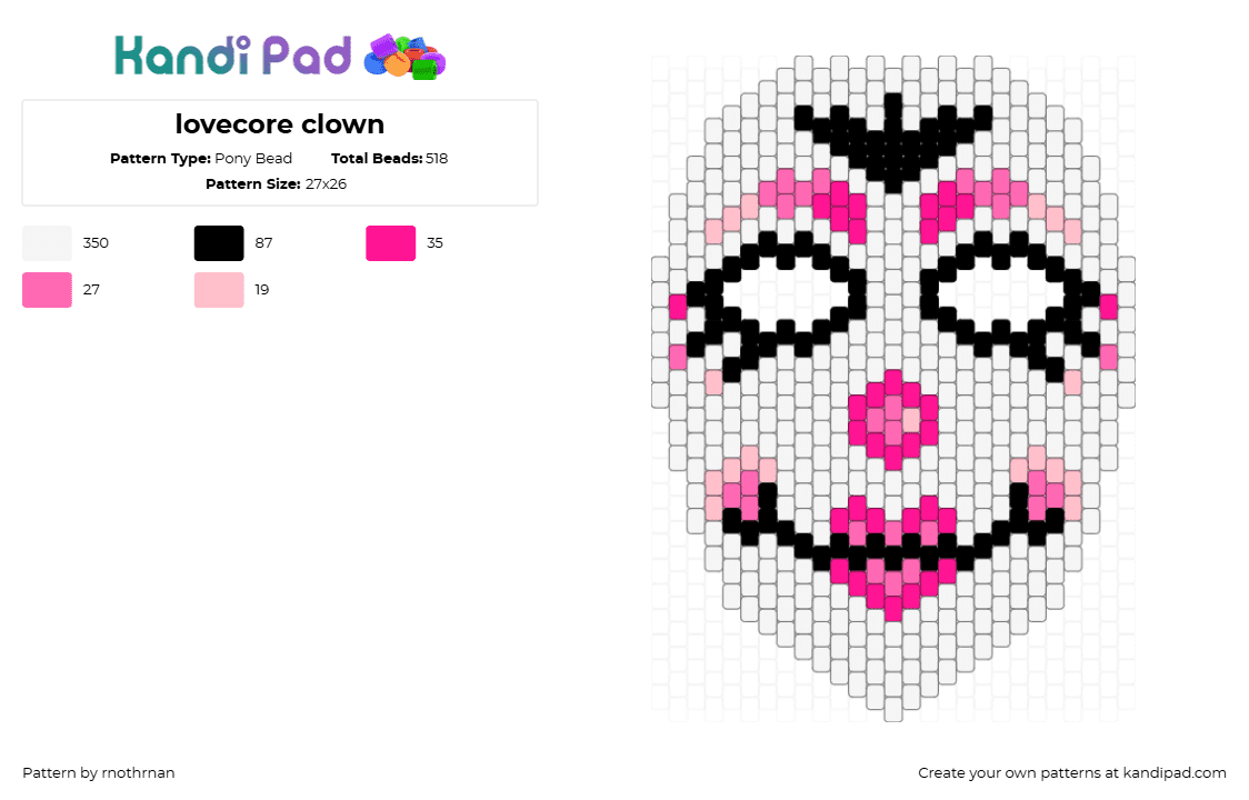 lovecore clown - Pony Bead Pattern by rnothrnan on Kandi Pad - 