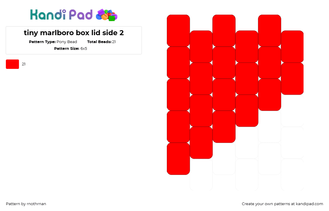 tiny marlboro box lid side 2 - Pony Bead Pattern by rnothrnan on Kandi Pad - 