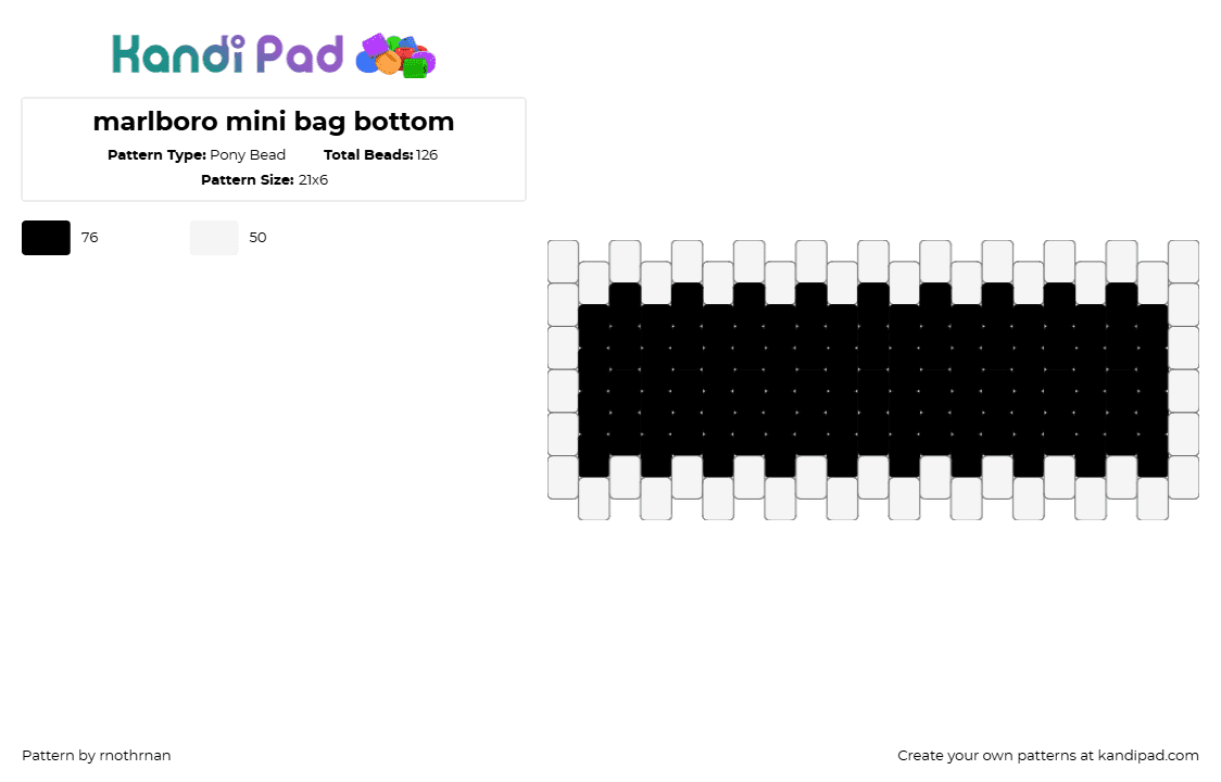 marlboro mini bag bottom - Pony Bead Pattern by rnothrnan on Kandi Pad - 