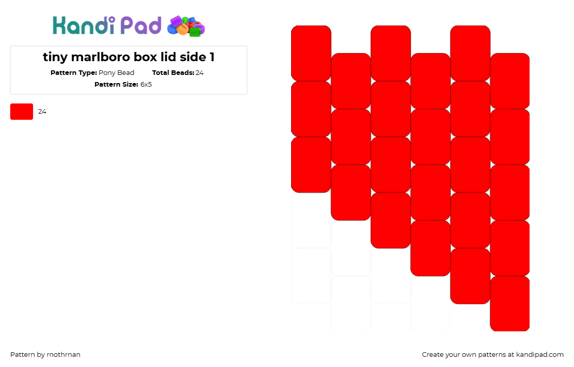 tiny marlboro box lid side 1 - Pony Bead Pattern by rnothrnan on Kandi Pad - 