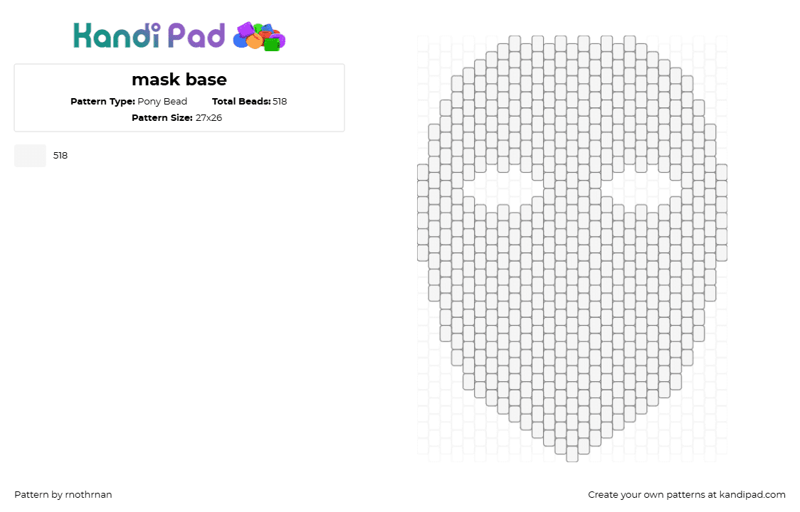 mask base - Pony Bead Pattern by rnothrnan on Kandi Pad - 