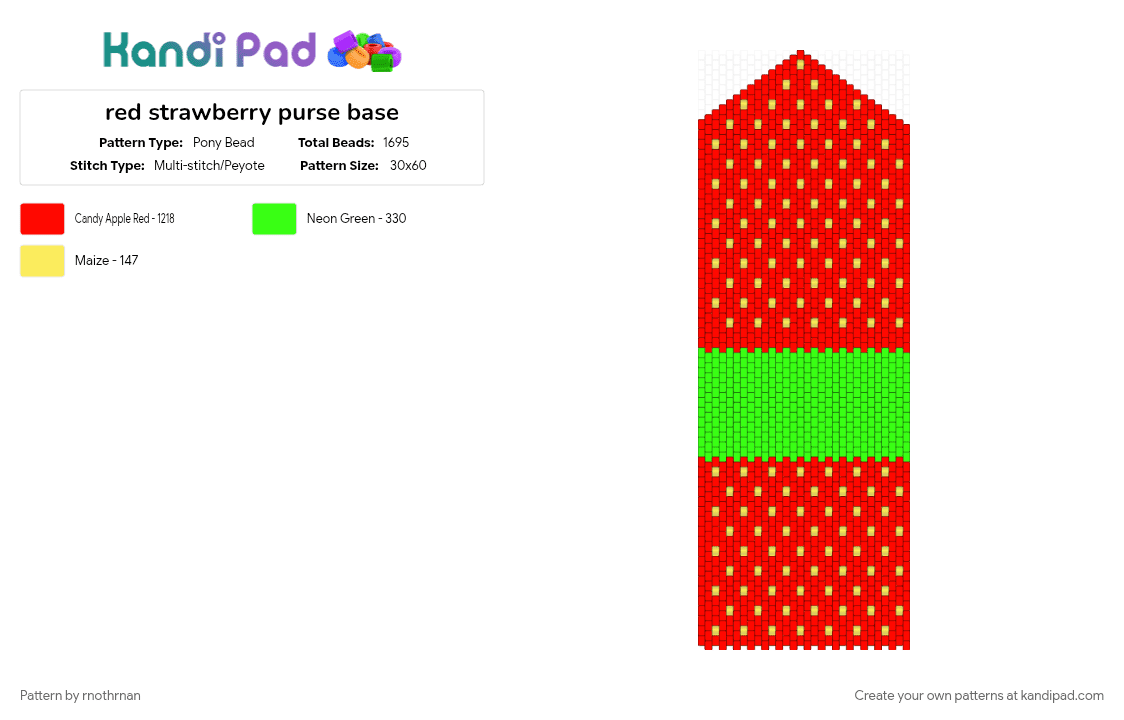 red strawberry purse base - Pony Bead Pattern by rnothrnan on Kandi Pad - red