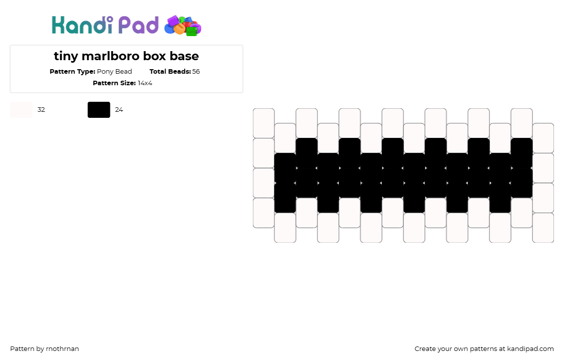 tiny marlboro box base - Pony Bead Pattern by rnothrnan on Kandi Pad - 