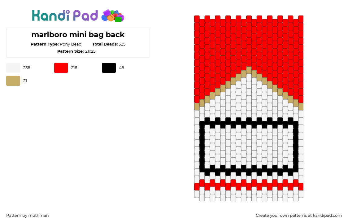 marlboro mini bag back - Pony Bead Pattern by rnothrnan on Kandi Pad - 