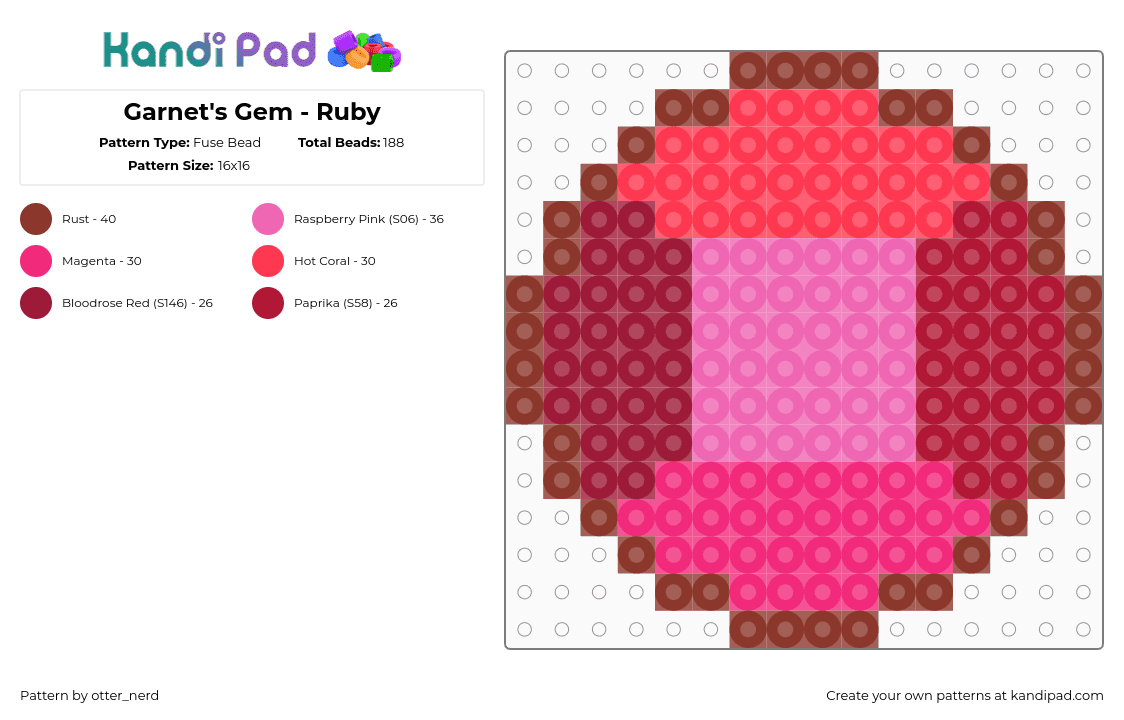 Garnet\'s Gem - Ruby - Fuse Bead Pattern by otter_nerd on Kandi Pad - stevenuniverse,ruby,garnet,fusion,cartoon,gem,red,pink