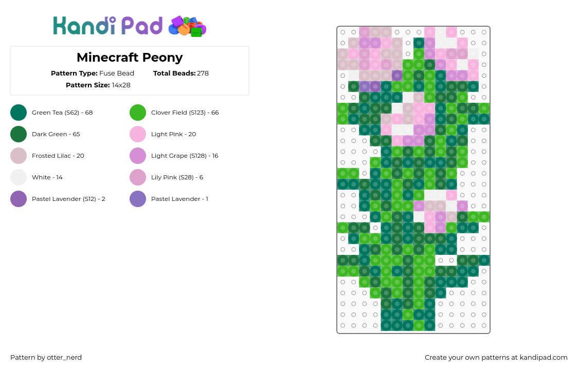 Minecraft Peony - Fuse Bead Pattern by otter_nerd on Kandi Pad - 