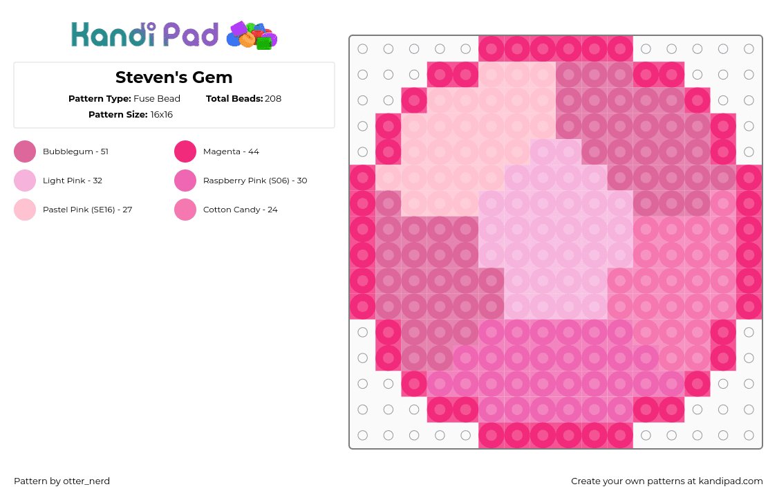 Steven\'s Gem - Fuse Bead Pattern by otter_nerd on Kandi Pad - pink