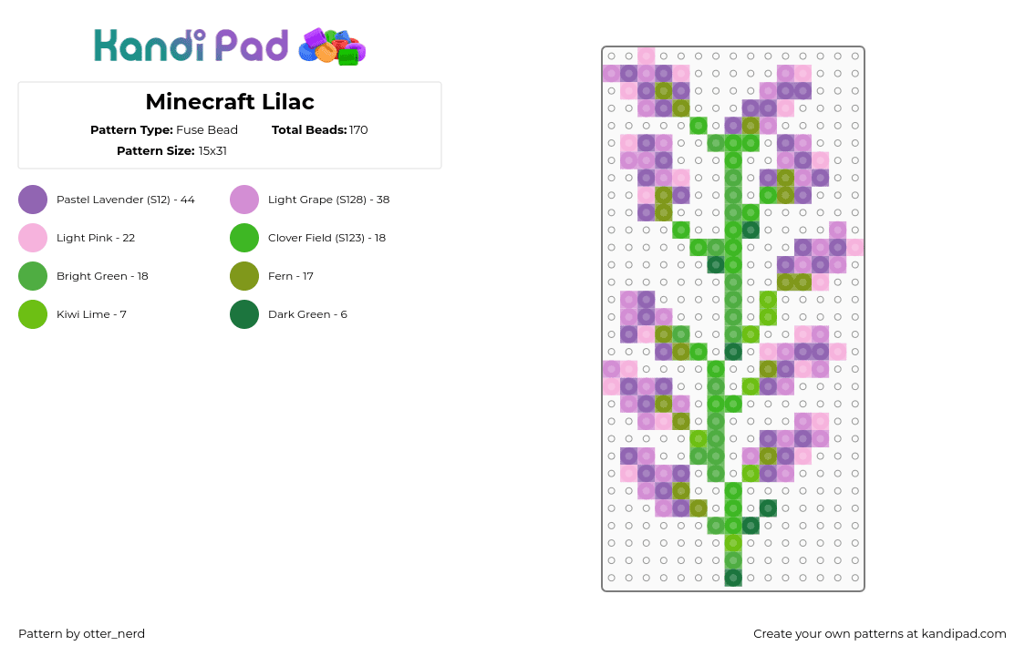 Minecraft Lilac - Fuse Bead Pattern by otter_nerd on Kandi Pad - 