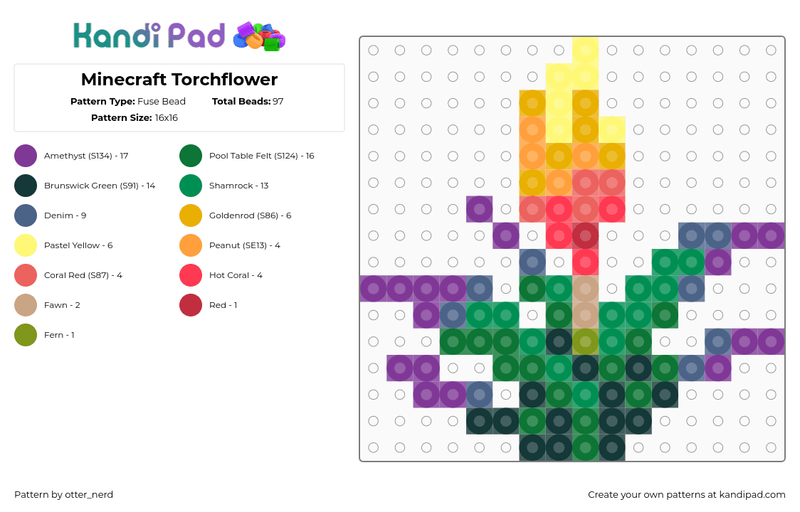 Minecraft Torchflower - Fuse Bead Pattern by otter_nerd on Kandi Pad - 