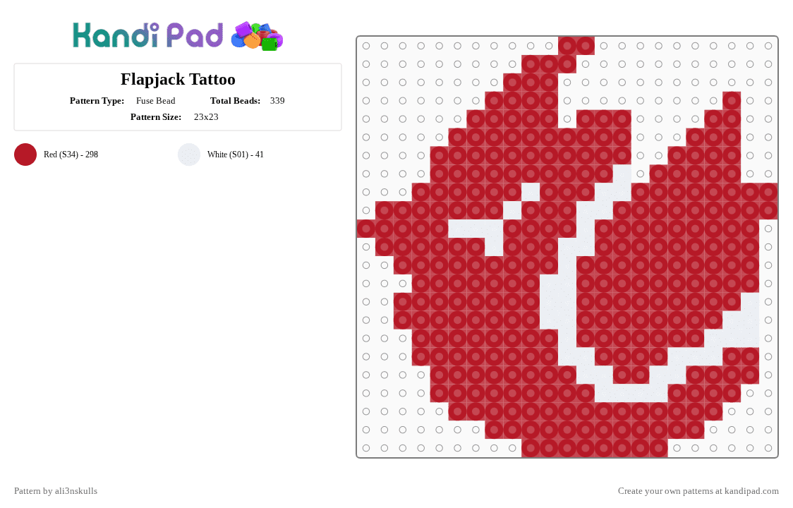 Flapjack Tattoo - Fuse Bead Pattern by ali3nskulls on Kandi Pad - red,flapjack,bird,toh,the owl house,hunter,cardinal,magic
