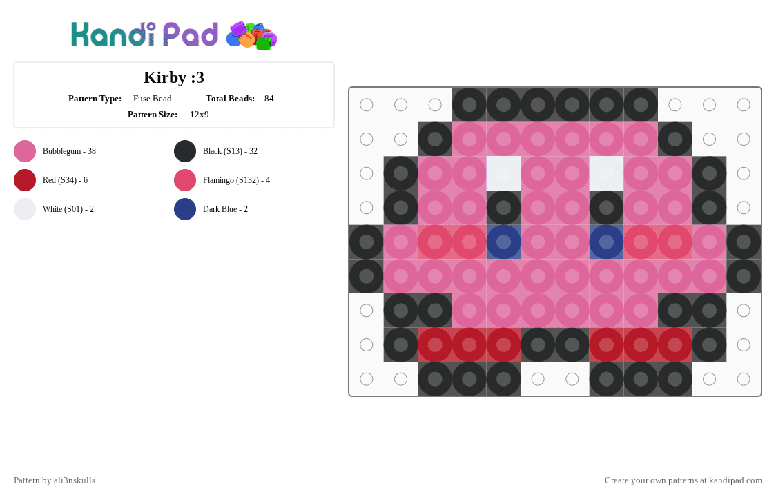Kirby :3 - Fuse Bead Pattern by ali3nskulls on Kandi Pad - pink