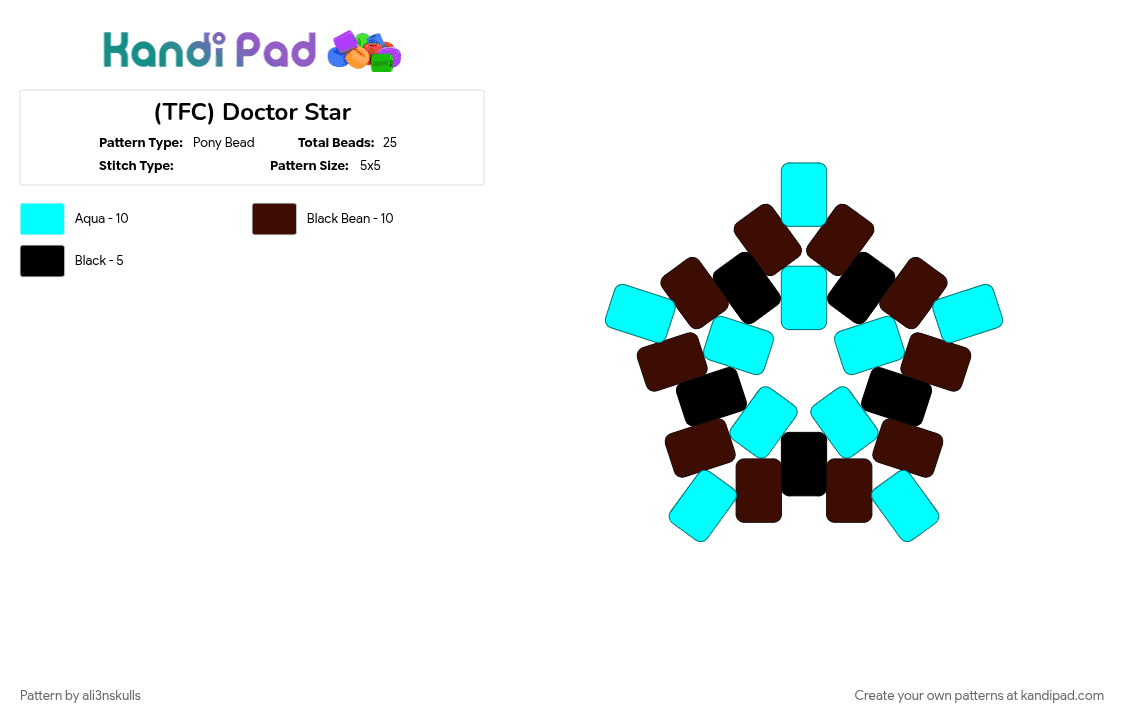 (TFC) Doctor Star - Pony Bead Pattern by ali3nskulls on Kandi Pad - brown, light blue