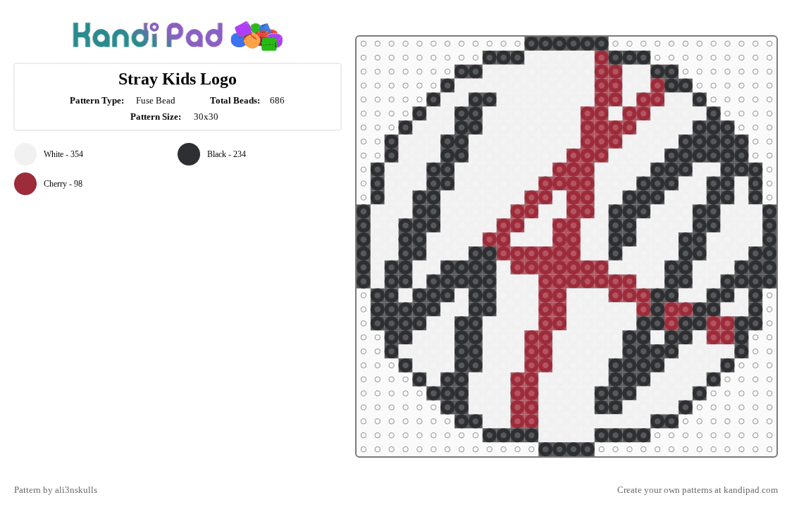 Stray Kids Logo - Fuse Bead Pattern by ali3nskulls on Kandi Pad - white