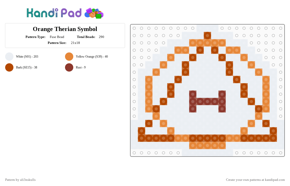 Orange Therian Symbol - Fuse Bead Pattern by ali3nskulls on Kandi Pad - white,red,orange,mother nature,nature,therian,paw,therianthropy,tail