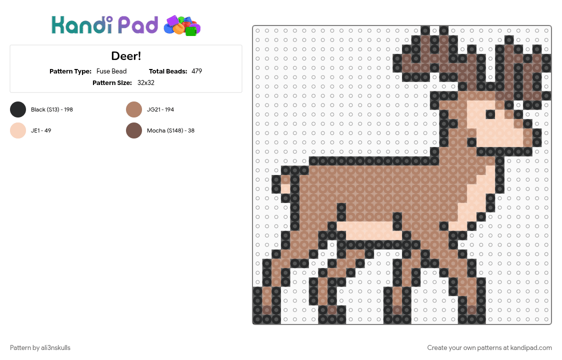 Deer! - Fuse Bead Pattern by ali3nskulls on Kandi Pad - tan