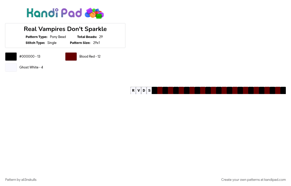 Real Vampires Don\'t Sparkle - Pony Bead Pattern by ali3nskulls on Kandi Pad - 