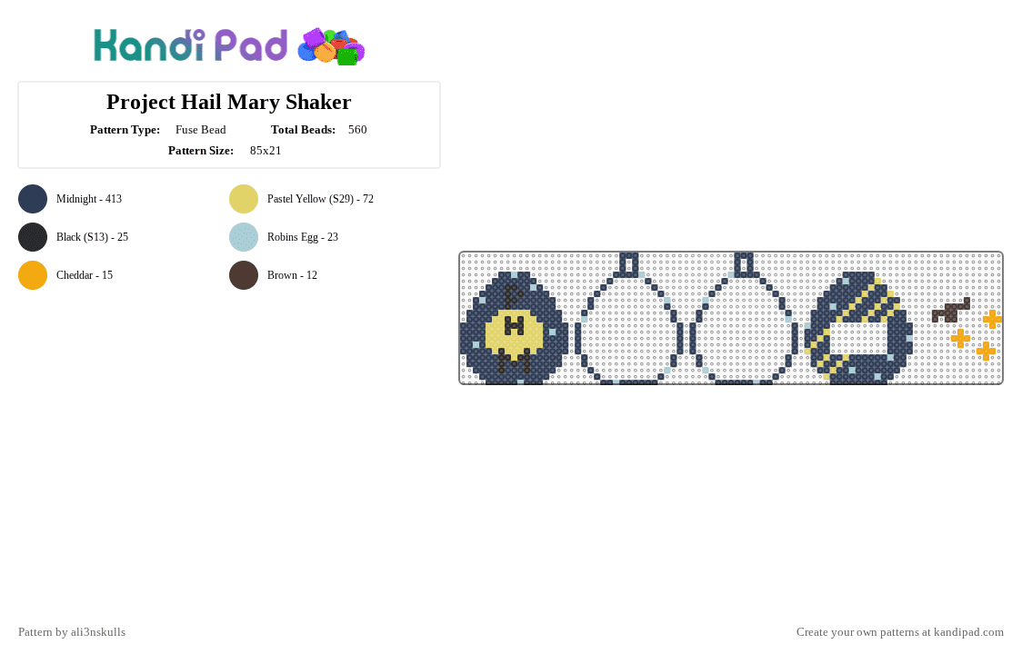 Project Hail Mary Shaker - Fuse Bead Pattern by ali3nskulls on Kandi Pad - purple