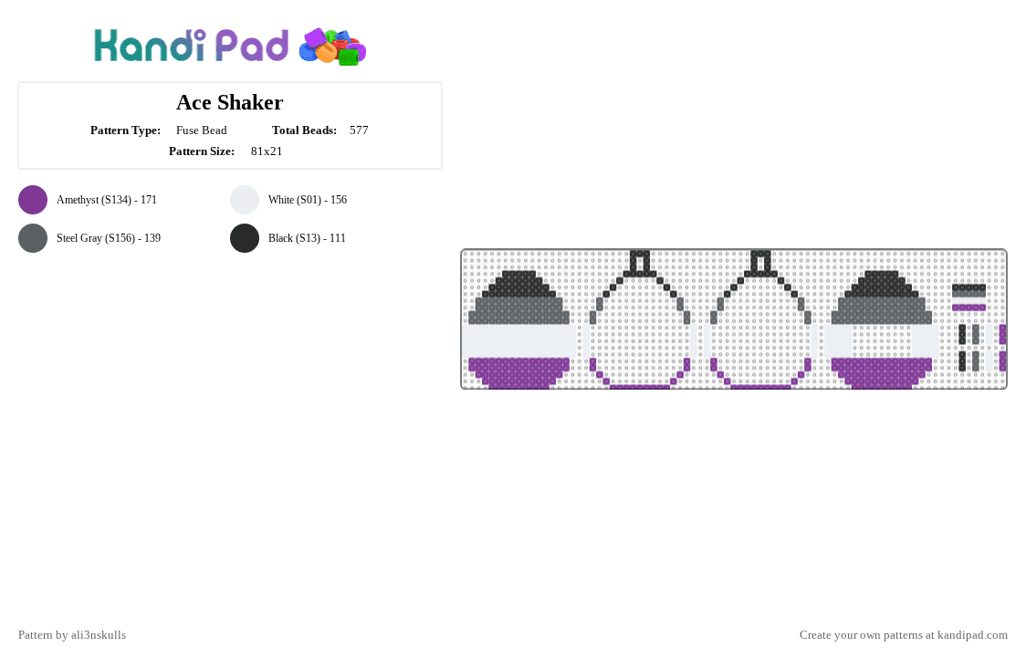 Ace Shaker - Fuse Bead Pattern by ali3nskulls on Kandi Pad - gray,pink