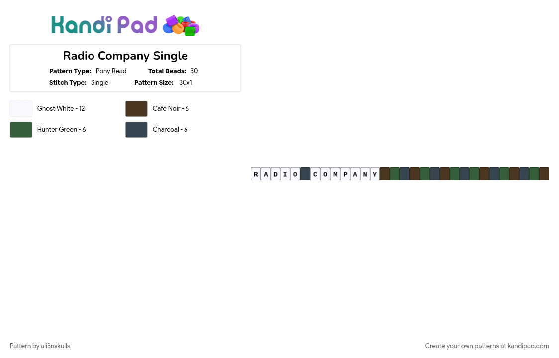 Radio Company Single - Pony Bead Pattern by ali3nskulls on Kandi Pad - brown, gray, purple