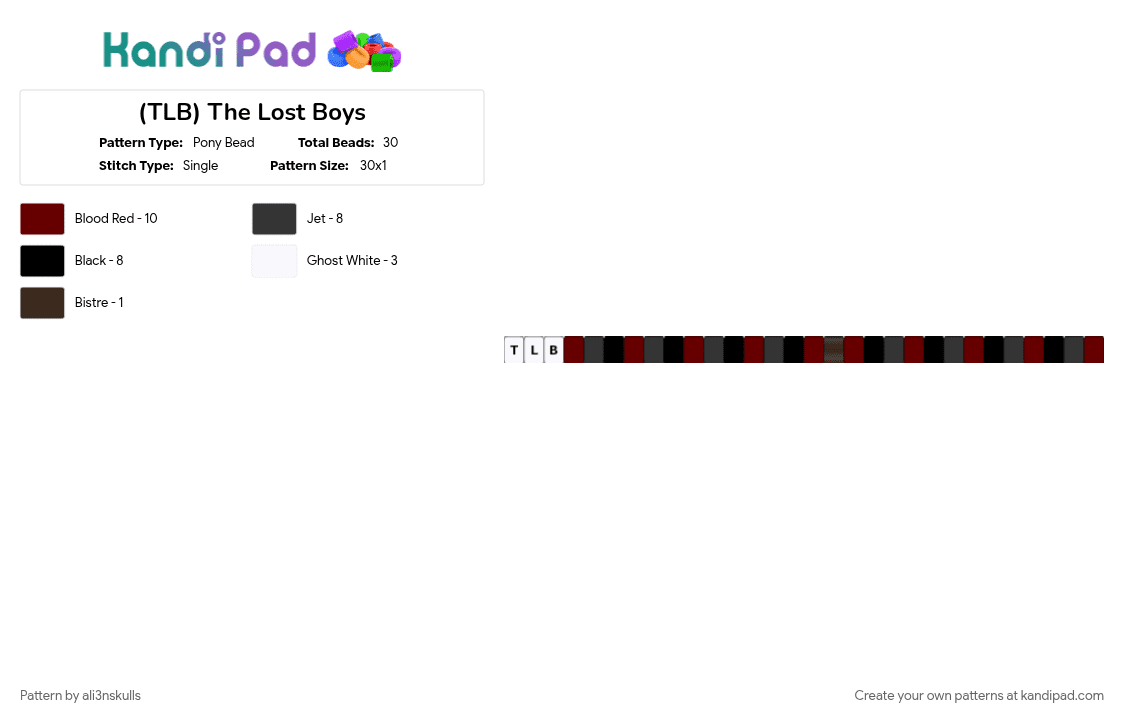 (TLB) The Lost Boys - Pony Bead Pattern by ali3nskulls on Kandi Pad - brown