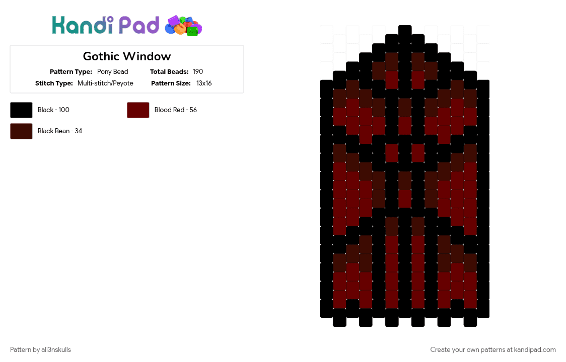 Gothic Window - Pony Bead Pattern by ali3nskulls on Kandi Pad - black, brown
