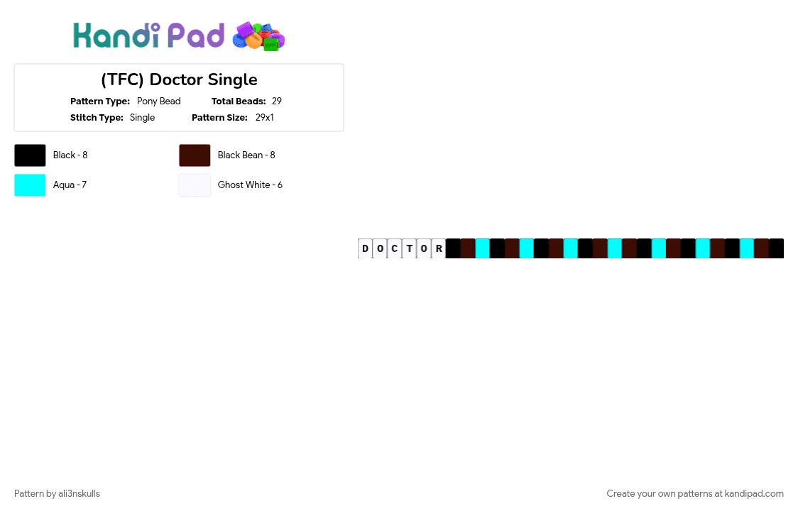 (TFC) Doctor Single - Pony Bead Pattern by ali3nskulls on Kandi Pad - brown, light blue