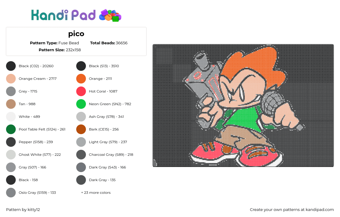 Pico Fuse Bead Pattern - Kandi Pad | Kandi Patterns, Fuse Bead Patterns ...