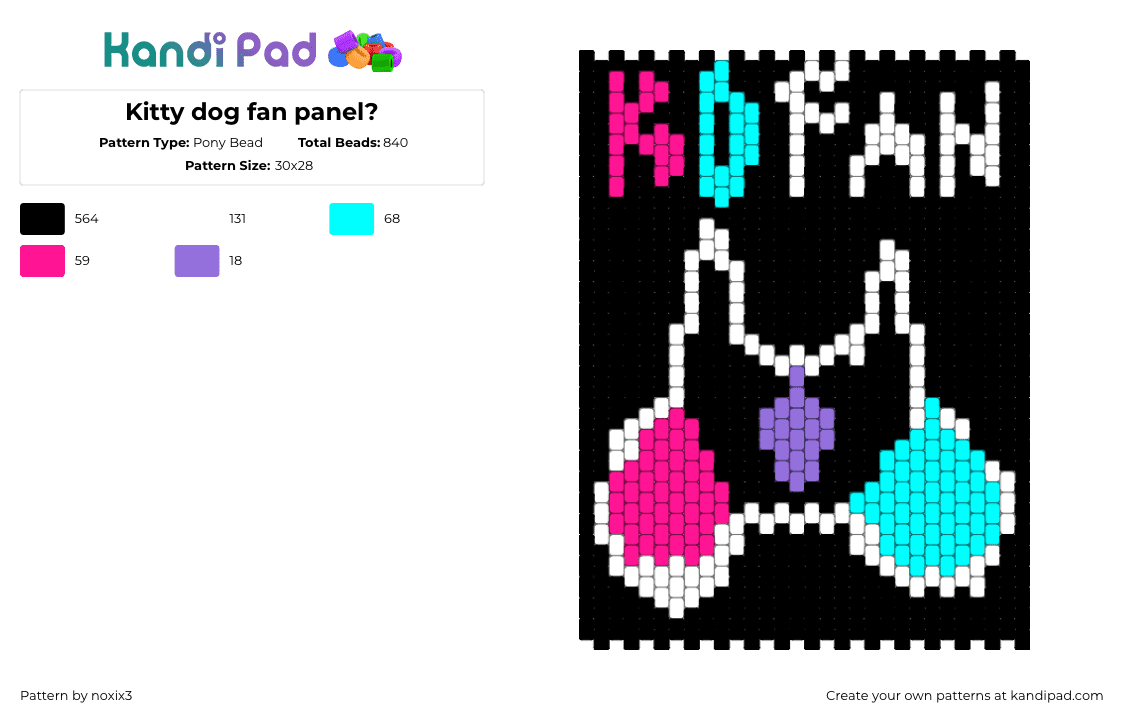 Kitty dog fan panel? - Pony Bead Pattern by noxix3 on Kandi Pad - 